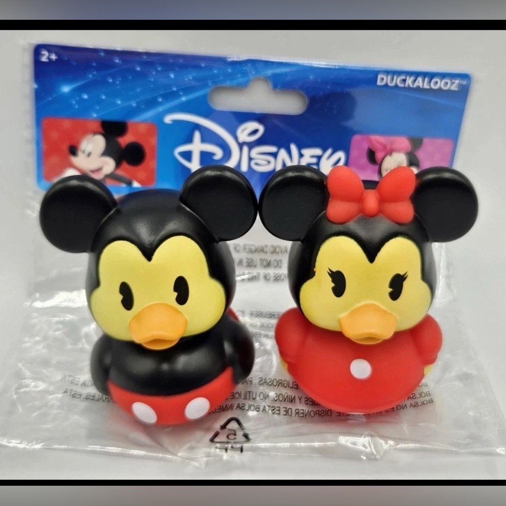 New Disney Mickey & Minnie Bath Toys - Black, Red, Yellow